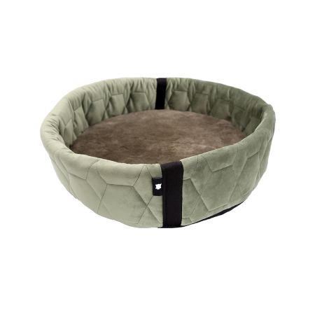 Lammfellbett Rund Samt khaki/khaki ca. 45cm Durchmesser
