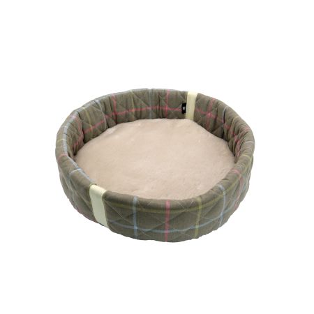 Lammfellbett Rund Senegal schlamm/leinen ca. 45cm Durchmesser