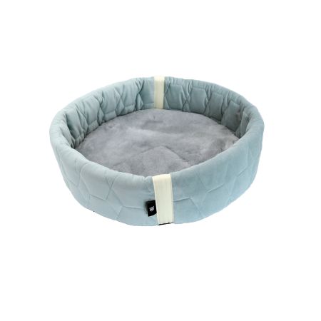 Lammfellbett Rund Samt pale jade/eisblau ca. 45cm Durchmesser