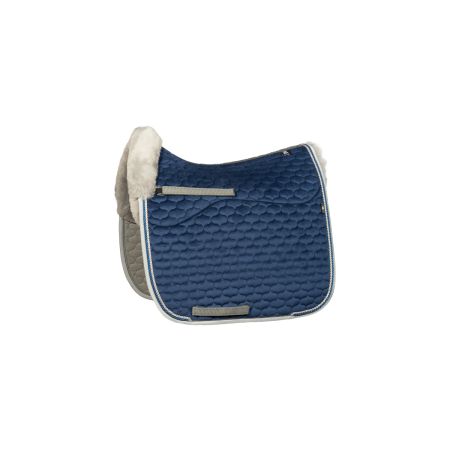 Lammfell Schabracke Dressur Gr.L Samt blau/grau