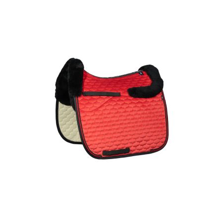 Lammfell Schabracke Dressur Gr.L Samt rot/schwarz