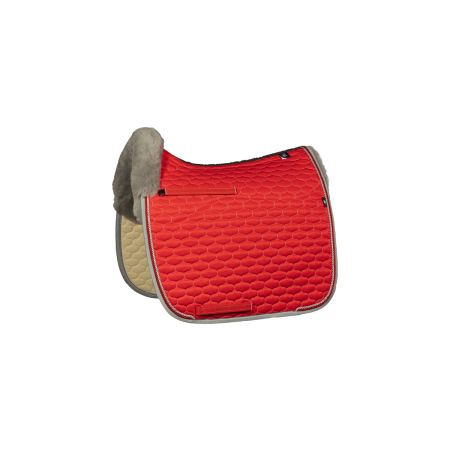 Lammfell Schabracke Dressur Gr.L Glanz rot/grau