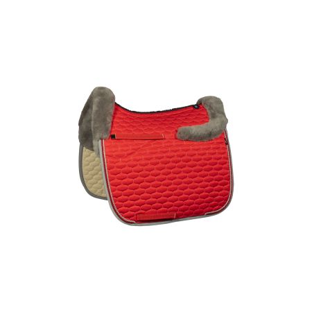 Lammfell Schabracke Dressur Gr.L Glanz rot/grau