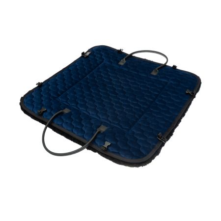 Lammfell-Kuschelbett für Hunde & Katzen Samt blau/schwarz  60x60cm