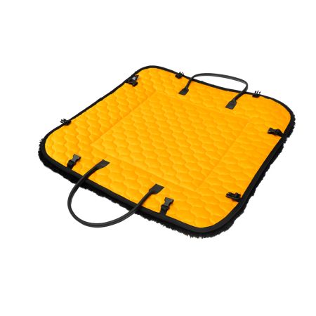 Lammfell-Kuschelbett für Hunde & Katzen Samt orange/schwarz  60x60cm