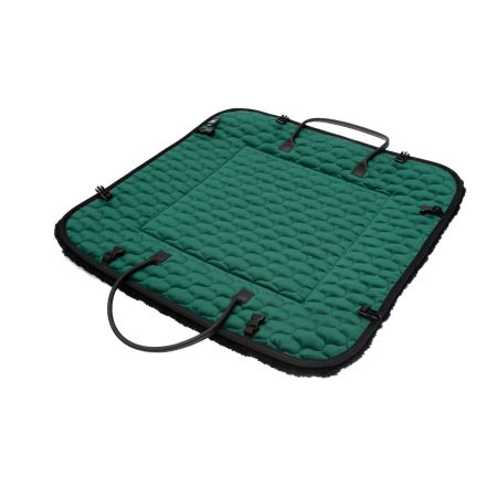 Lammfell-Kuschelbett für Hunde & Katzen Samt grün/grau  60x60cm