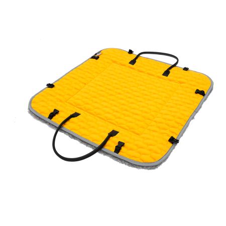 Lammfell-Kuschelbett für Hunde & Katzen Samt orange/grau  60x60cm