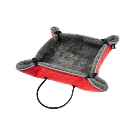Lammfell-Kuschelbett für Hunde & Katzen Samt rot/grau  60x60cm