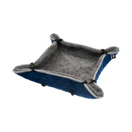 Lammfell-Kuschelbett für Hunde & Katzen Samt blau/grau  60x75cm