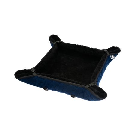 Lammfell-Kuschelbett für Hunde & Katzen Samt blau/schwarz  60x60cm