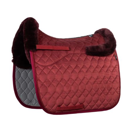 Lammfell Schabracke Dressur Gr.L Samt Rubin Rot / Brombeer