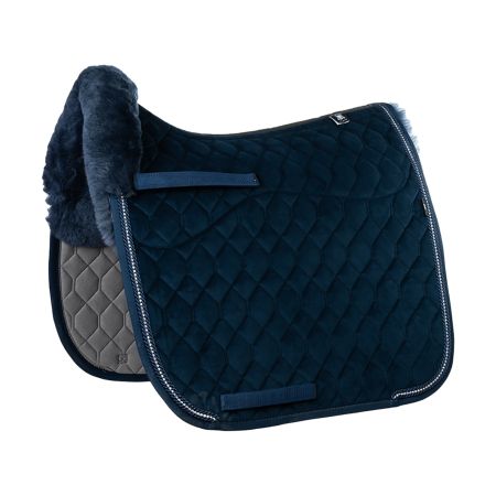 Lammfell Schabracke Dressur Gr.L Samt Evening Blue / Blau