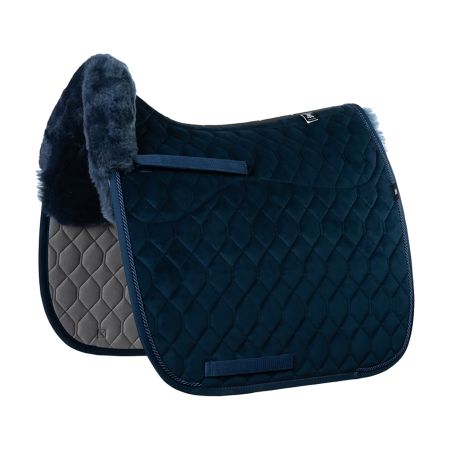 Lammfell Schabracke Dressur Gr.L Samt Evening Blue / Blau