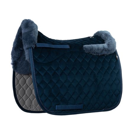 Lammfell Schabracke Dressur Gr.L Samt Evening Blue / Blau