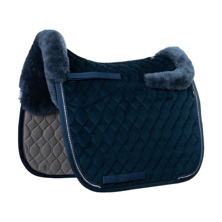 Lammfell Schabracke Dressur Gr.L Samt Evening Blue / Blau