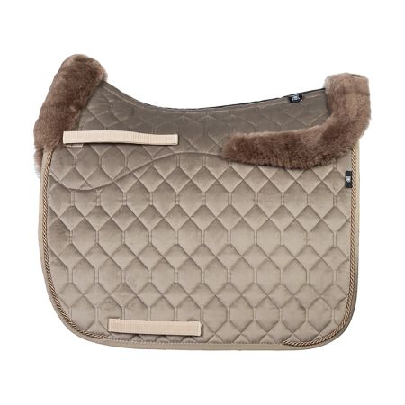 Lammfell Schabracke Dressur Gr.L Samt Moon Rock/Cappuccino