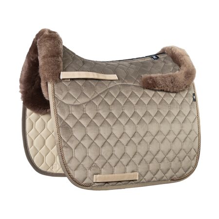 Lammfell Schabracke Dressur Gr.L Samt Moon Rock/Cappuccino