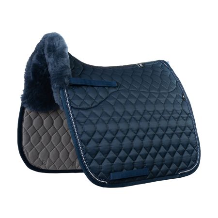 Lammfell Schabracke Dressur Gr.L Glanz Evening Blue / Blau