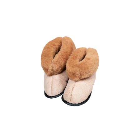 Lambskin slipper with leather sole, colour cognac