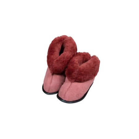 Lambskin slipper with leather sole, colour coral