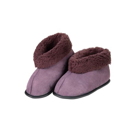 Lambskin slipper with leather sole, colour plum