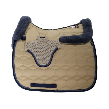 Lammfell Schabracke Dressur  und Ohrenkappe Gr.L Glanz safari als Set