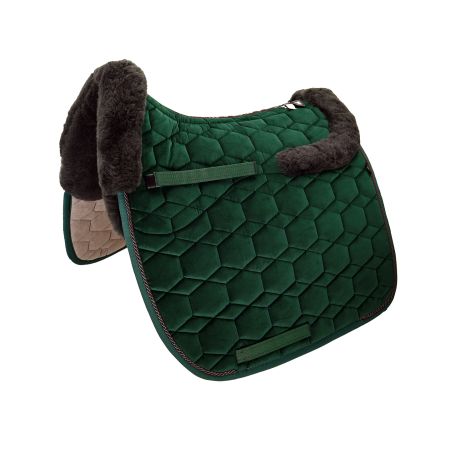 Lammfell Schabracke Dressur Gr.L  Samt grün/cumbrian