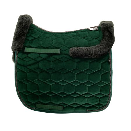 Lammfell Schabracke Dressur Gr.L  Samt grün/cumbrian