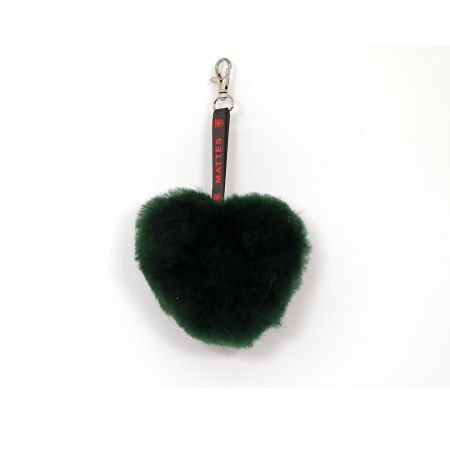Lammfell Herz Anhänger, Schlüsselanhänger, Taschenanhänger, grün