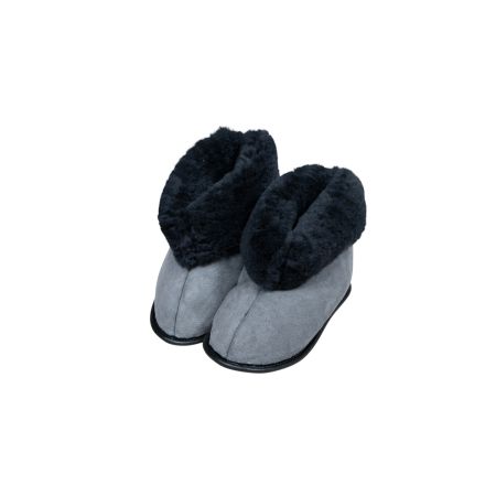 Lambskin slipper with leather sole, colour graphit 