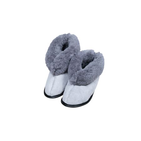 Lambskin slipper with leather sole, colour grey