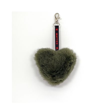 Lammfell Herz Anhänger, Schlüsselanhänger, Taschenanhänger, olive