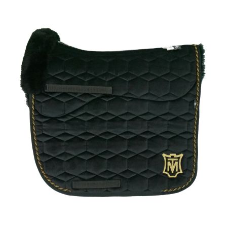 Lammfell Schabracke Dressur Gr. L  Lab-35 Samt schwarz mit Gold Stick