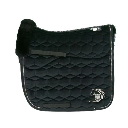 Crystal Lammfell Schabracke Dressur Gr. L  Lab-36 Samt schwarz mit Silber Stick