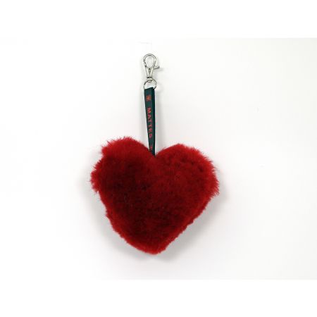 Lammfell Herz Anhänger, Schlüsselanhänger, Taschenanhänger, rot