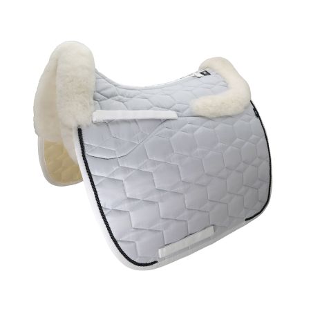 Lammfell Schabracke Dressur Gr.L Glanz silber /weiß