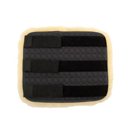 Lammfell Gelenkgamasche / Stallgamasche (Paar) hinten graphit/hellgelb (Musterware)