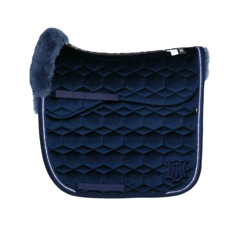 Crystal Lambskin Square Pad Dressage Size L velvet Navy