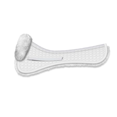 Half Pad with trim in front, skin in cushion area, Dressage Si. M white