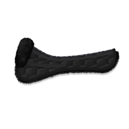 CORRECTION® Sattelkissen mit Rand vorne, Fell im Sitzbereich Dressur Gr. L Samt schwarz/schwarz EWWA