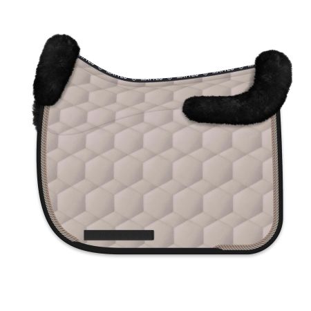 Lammfell Schabracke Dressur Gr.L Glanz walnuss/schwarz (ohne Klett oben)